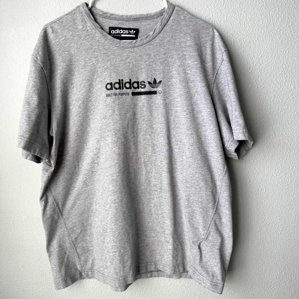 Adidas Originals Kaval Printing Logo Short Sleeve Heather Gray Men’s Tee Size L